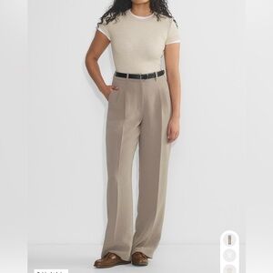 Aritzia Beige Wide-Leg Trousers